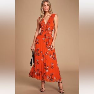 Floral Orange Maxi Dress